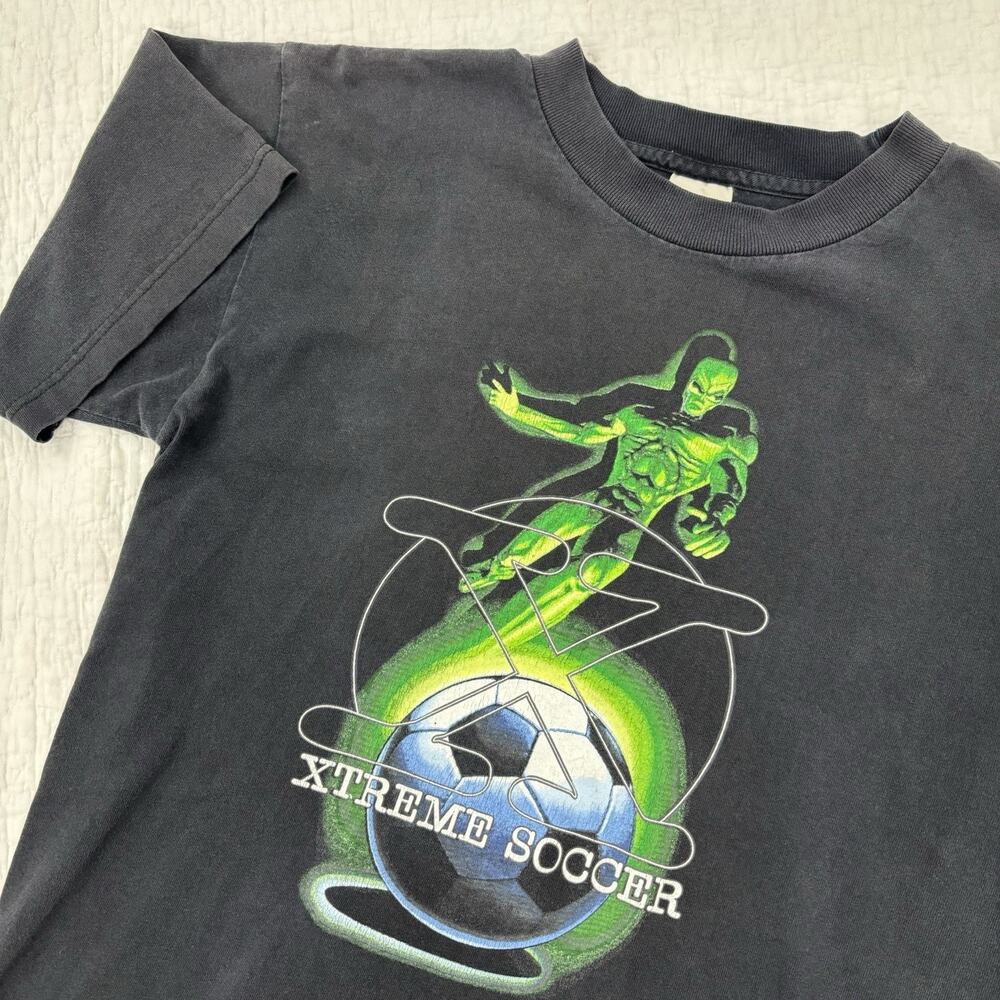 Vintage Soccer Shirt Kids Size XL Extreme Soccer Black Murina Tag